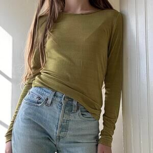 Vintage Betty Blue Olive Green Long Sleeve Shirt Small 90s